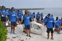 參與人員揮汗進行淨灘 參與人員揮汗進行淨灘