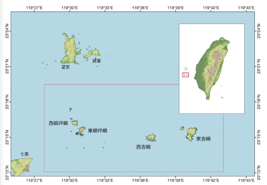The red box represents the scope of South Penghu Marine National Park.